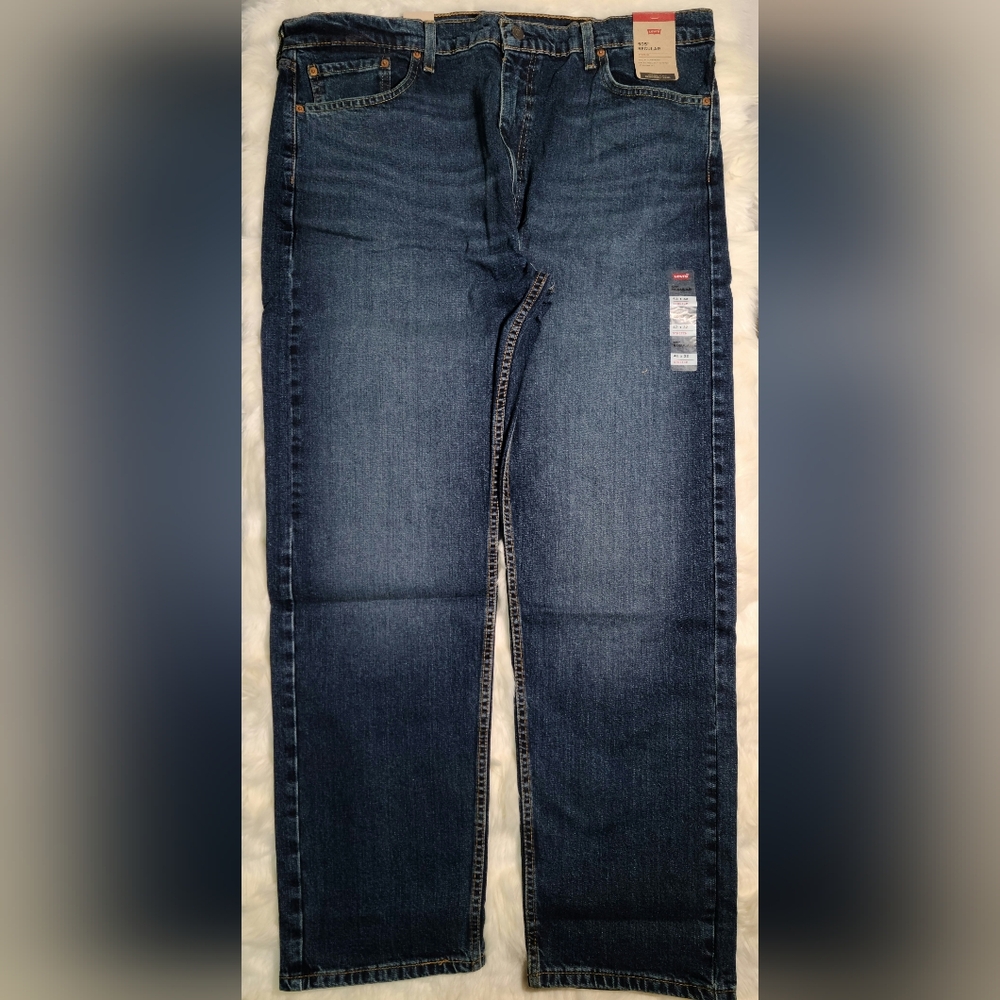 Levi's 505 Regular Stretch Blue Jeans Men 42x32 NEW - Picture 2 of 4